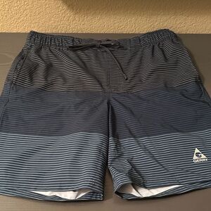 Gerry Men's Navy Striped Swim Board Shorts